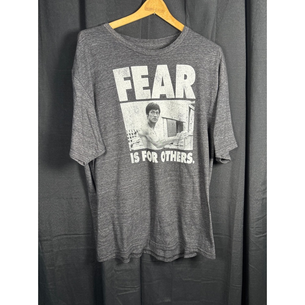 Bruce Lee Fear Is For Others Graphic T-Shirt Mens 2XL Heather Charcoal Grey